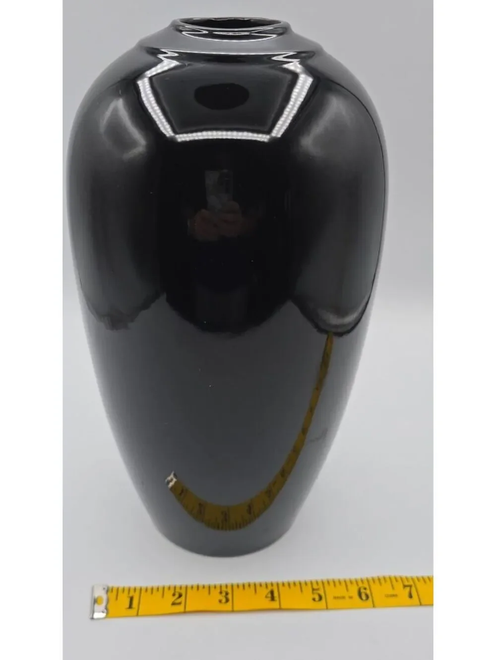 Vintage Srednick Collection Black Ceramic Vase Japan 1980s Modernist 10.5
